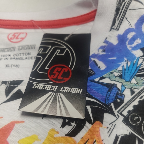 Sacred Crown boys XL radio graffiti print all over short sleeve t shirt - Picture 4 of 7